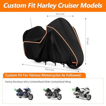 Motorcycle Cover for Harley Davidson Ultra Limited withTrunk Models