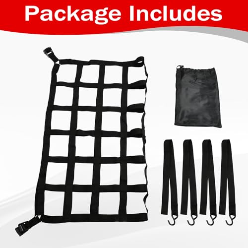 42" x 50" Truck Bed Cargo Net with Adjustable Cam Buckles & S