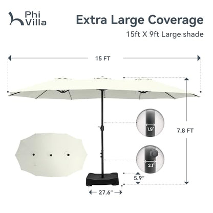 15ft Large Outdoor Patio Umbrella with Base Included