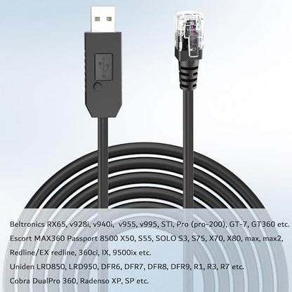 USB to RJ11 Radar Cable with Mute Function for Escort