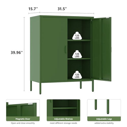 Metal Cabinet with 2 Doors and 4 Shelves