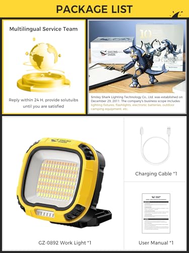 Portable Work Light with Magnetic 7500 mAh Rechargeable