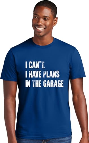 Medium Royal Mens I Can't I Have Plans in The Garage Funny Dad Gift Deluxe Soft T