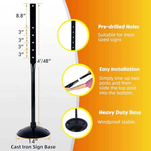 Heavy Duty Cast Iron Sign Post Base Kit
