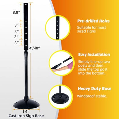 Heavy Duty Cast Iron Sign Post Base Kit