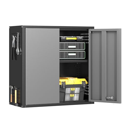 Metal Garage Wall Cabinet with 2 Doors and 1 Adjustable Shelf
