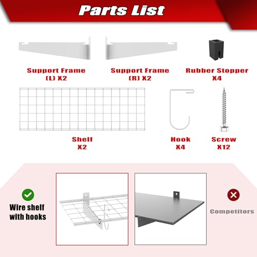 2 Pack Garage Wall Shelves