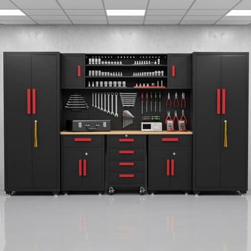 9 Pcs Garage Storage Cabinet System with Steel Cabinet