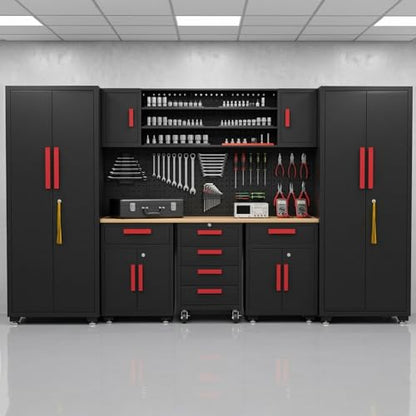 9 Pcs Garage Storage Cabinet System with Steel Cabinet
