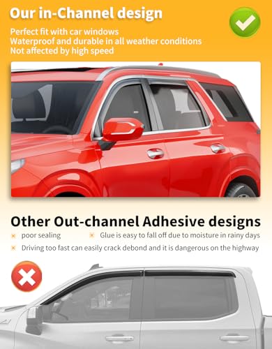 in Channel Window Visors Rain Guard for Hyundai Palisade 2020 (4 Count)