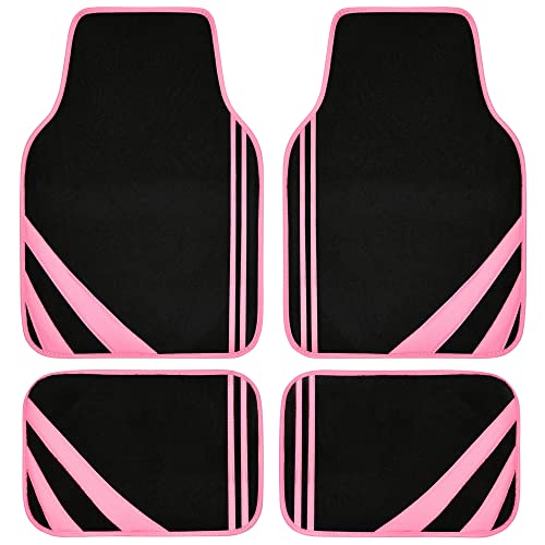 Pink Edge Faux Leather Car Floor Mats Universal Car Carpet Mats with Double Stitch Line Anti