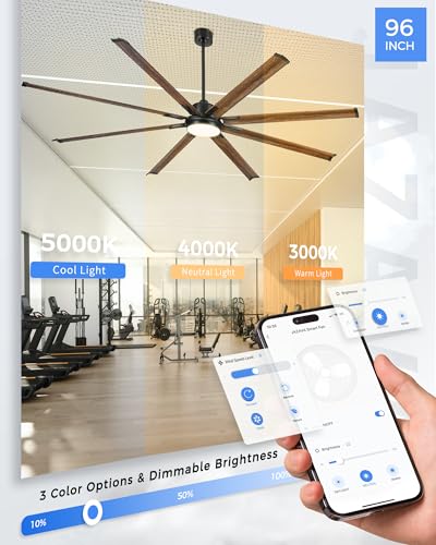 96 Inch Large Ceiling Fan with Light