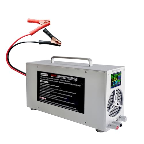 0-120V 0-25A Adjustable LiFePO4 Battery Charger, High Power Lithium Battery Charger with Pre-Charging, BMS Wake-Up, LCD Display, Variable DC Power Supply for RV Marine Solar Golf Cart