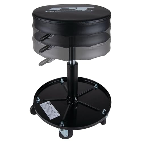 W85008 Pneumatic Rolling Shop Stool Seat Black