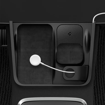 3-in-1 Organizer Mount for Legacy Tesla Model Y 2022-2024 & Model 3 2022-2023 (Watch Charger Not Included) - Uses Tesla Wireless Charging Pad - for iPhone, AirPods, Apple Watch