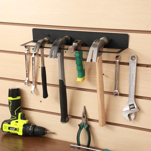 2 Pcs Metal Wall Mounted Hammer Rack Hand Tools Storage Rack Organizer Metal Hammer Holder for Garage Workshop Shed Home (2 Count)
