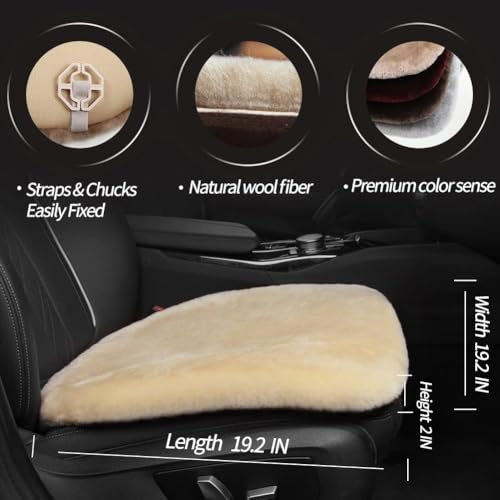 Genuine Sheepskin Car Seat Cushion Seat Covers for Cars Trucks SUV Comfort Seat Protector Pad for Car Driver Seat Car Accessories for Women Office Chair Car Decor