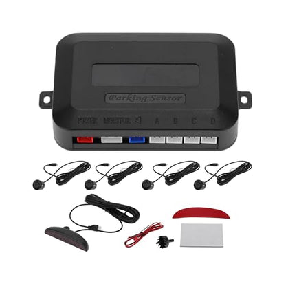 Universal Car Auto Vehicle Reverse Backup Radar System Reverse Parking Sensors Alarm Buzzer Reminder Distance Detection Black 4Parking Sensors