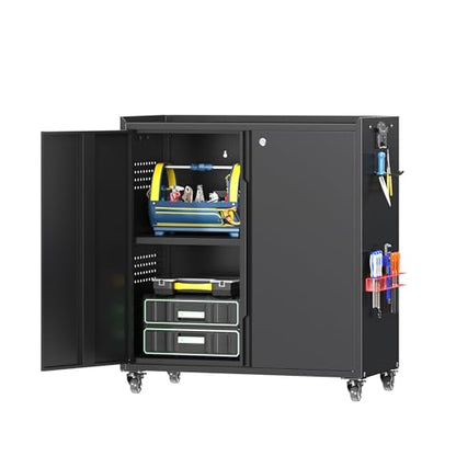 34" Metal Garage Storage Cabinet with Wheels