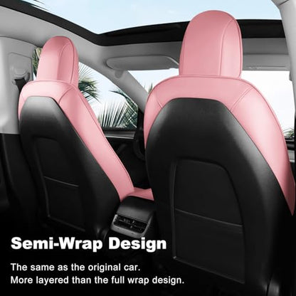 Tesla Model 3 Car Seat Covers Nappa Leather Car Interior Seat Airbag Compatible Cushion Cover Full Set Custom Fit 2023 2022 2021 2020 2019 2018