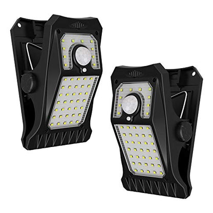45LEDs Solar Lights Outdoor Clip Motion Sensor Lights 3 Modes 3 Mounting Ways IP65 Waterproof Security Light for Chain Link Fence Camping Gate (2 Count)