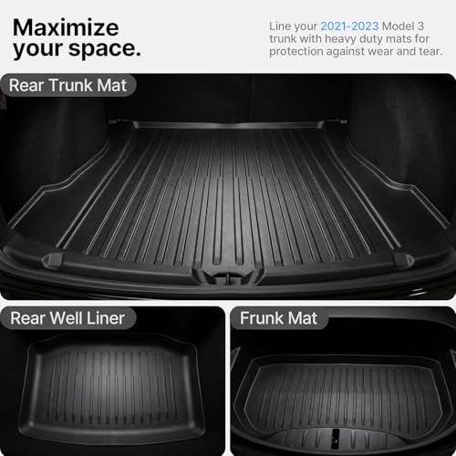 All Weather Cargo Liners for Tesla Model 3 Trunk Mats (3 Count)