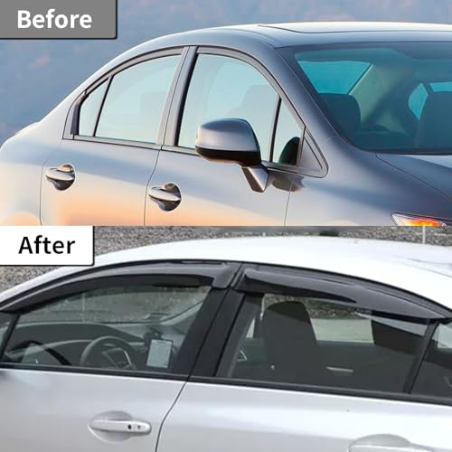 Outside Mount Window Visors Rain Guards for Honda Civic 4Dr Sedan 2012 (4 Count)