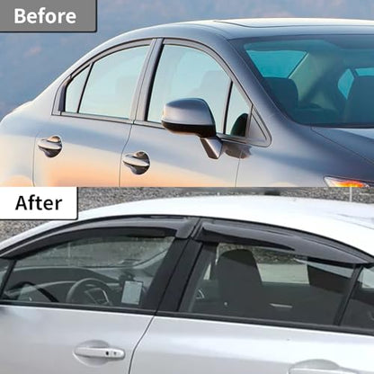 Outside Mount Window Visors Rain Guards for Honda Civic 4Dr Sedan 2012 (4 Count)