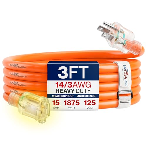 3ft Outdoor Indoor Extension Cord 14