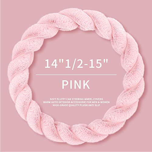 Luxury Fluffy Winter Car Steering Wheel Cover for Women Soft Warm Plush Cute Auto Accessories for Vehicle