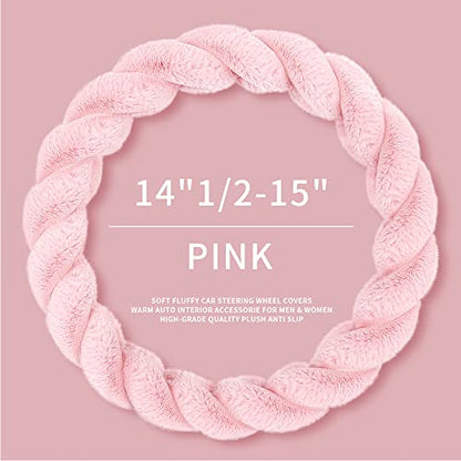 Luxury Fluffy Winter Car Steering Wheel Cover for Women Soft Warm Plush Cute Auto Accessories for Vehicle
