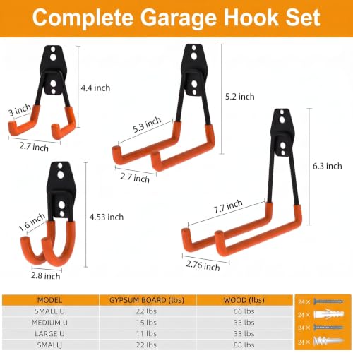 Garage Hooks 12 Pack Wall Hooks for Hanging Heavy Duty Ladders (12 Count)