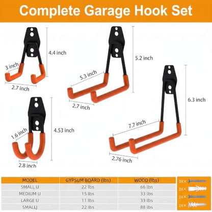 Garage Hooks 12 Pack Wall Hooks for Hanging Heavy Duty Ladders (12 Count)