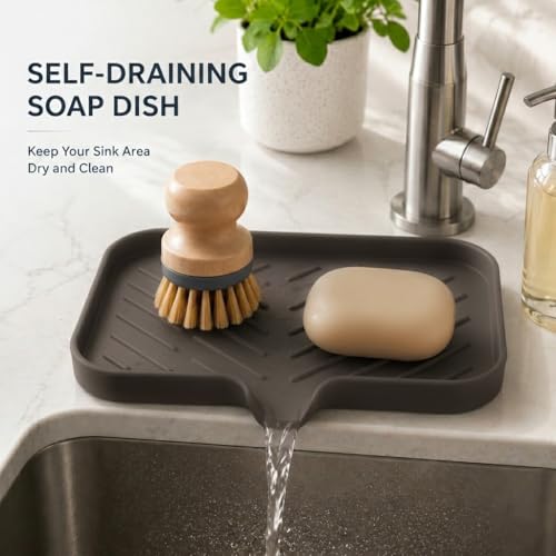 Silicone Soap Dish with Drain Spout
