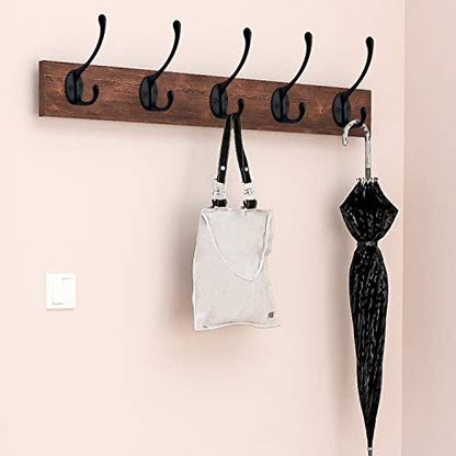 10 Pack Black Double Coat Hooks No Rust Hooks for Coat (10 Count)