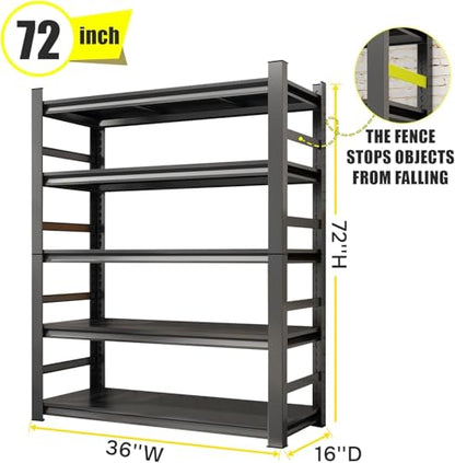 Garage Shelving 3000LBS Heavy Duty Shelving Units and Storage Shelves Adjustable 5 Tier Metal Shelving for Kitchen