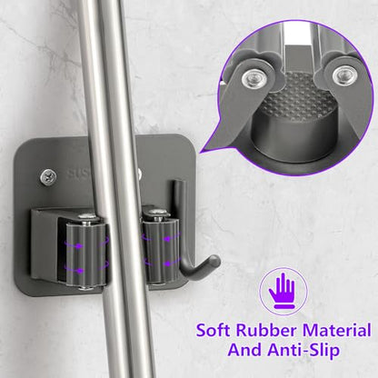 Broom Holder Wall Mount Rack (4 Count)