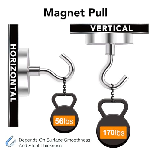 Magnetic Hooks Heavy Duty 170LB+ Strong Neodymium Magnets