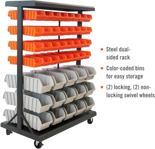 Rolling Storage Bin Rack & Parts Organizer
