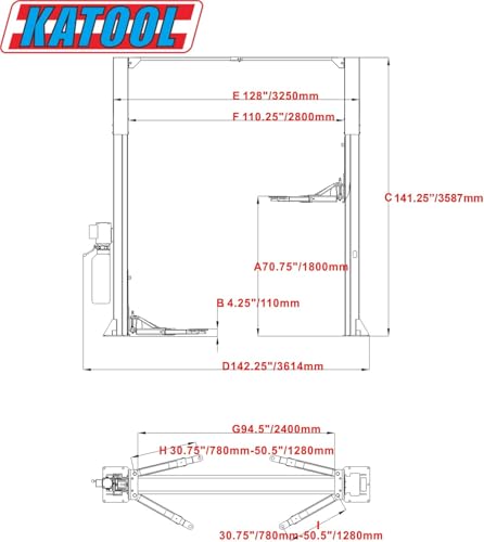 11000lbs Lifting Capacity 2 Post Lift Automotive Car Lift Professional Clearfloor Car Lift for Home Garage and Shop M110