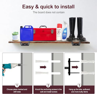 6 Pack Metal Wall Mount Garage Double Storage Hooks