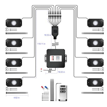 RGB LED Rock Lights Kit 8Pods with APP (8 Count)