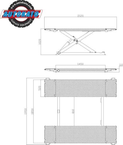 8000lbs Mid Rise Lift Scissor Lift Electric Release Auto Lift 110V