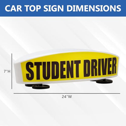 Student Driver Magnetic Sign for Car Top