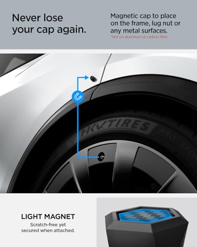 Magnetic Car Tire Valve Caps in Carbon Black (4 Count)