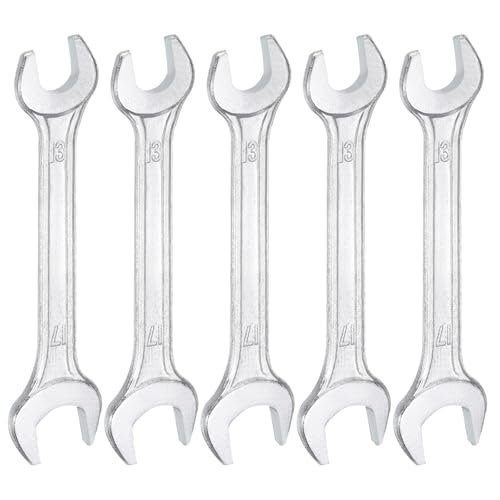 5pcs Double Open End Wrench 13mm x 17mm Metric 15 Degree Offset Angle Small Flat Head Wrench Galvanizing Open Ended Spanner for Automotive Repair Furniture Assembly (5 Count)