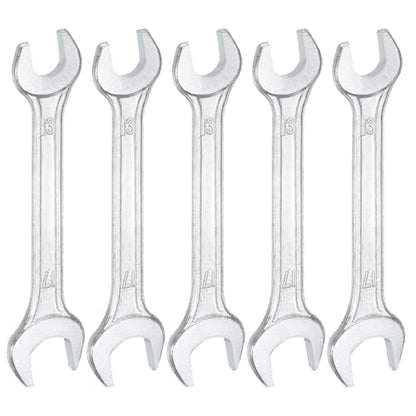 5pcs Double Open End Wrench 13mm x 17mm Metric 15 Degree Offset Angle Small Flat Head Wrench Galvanizing Open Ended Spanner for Automotive Repair Furniture Assembly (5 Count)