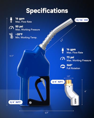 OMT 3 4" NPT Automatic Fuel Nozzle Kit with 360° Hose Swivel