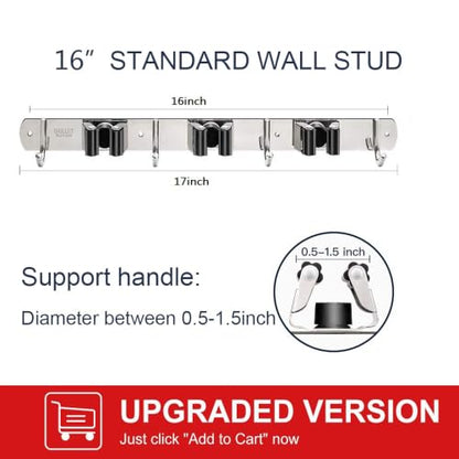 Broom Holder Wall Mount Stainless Steel Mop Organizer