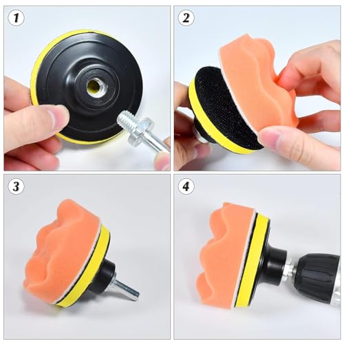 Car Polishing Buffing Kit 3Inch Drill Buffing Pad Buffing Pads (11 Count)